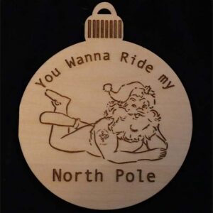 Naked Santa Claus laying prone asking you to ride his north pole