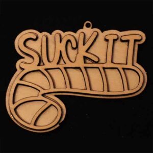 Candy Cane Christmas ornament saying "Suck It"