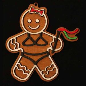 Gingerbread dominatrix wearing skimpy lingere