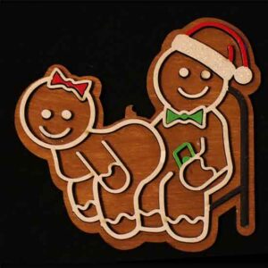 Gingerbread girl giving Gingerbread man a lap dance