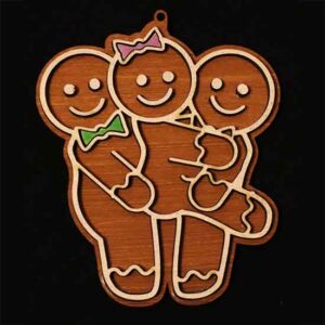 three gingerbread cookies having a threesome